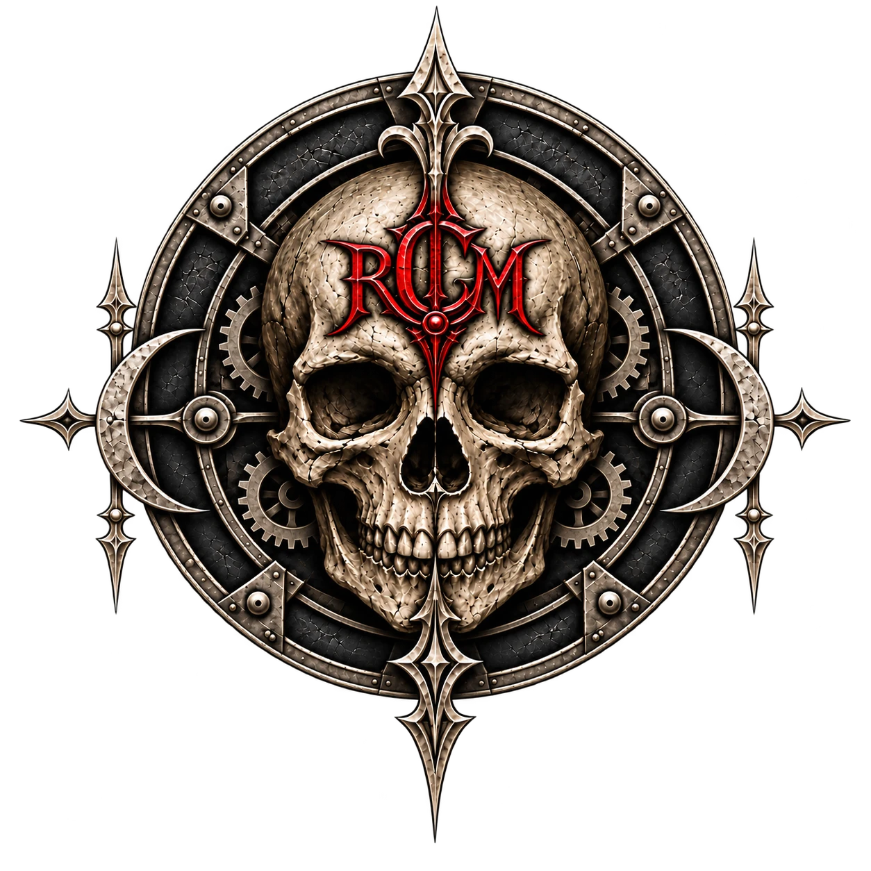 R. C. Martinez crimson skull emblem
